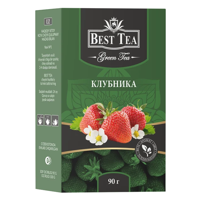 BEST TEA — Зелёный чай с ароматом клубники, 90 г