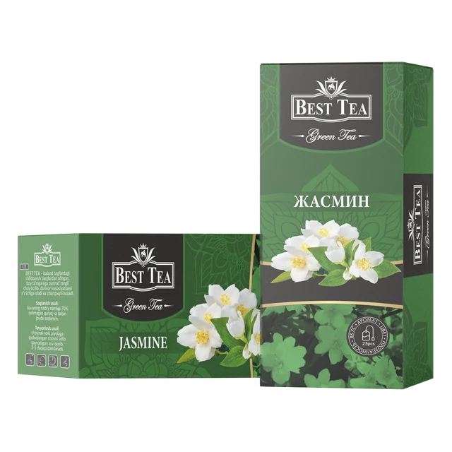 BEST TEA — Зелёный чай с ароматом жасмина, 25 конвертов × 1,5 г